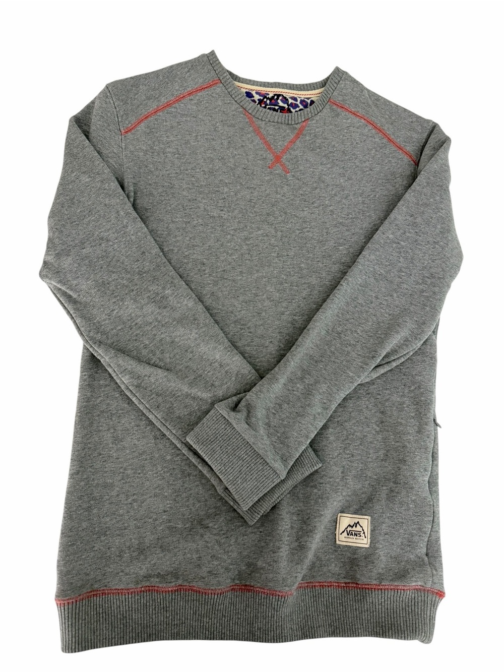 VANS Gray Mountain Edition Crewneck Sweatshirt Thumbholes Hidden Zip Pocket m